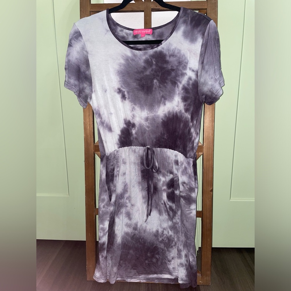 Simply Southern Gray Tie-Dye Mini Dress